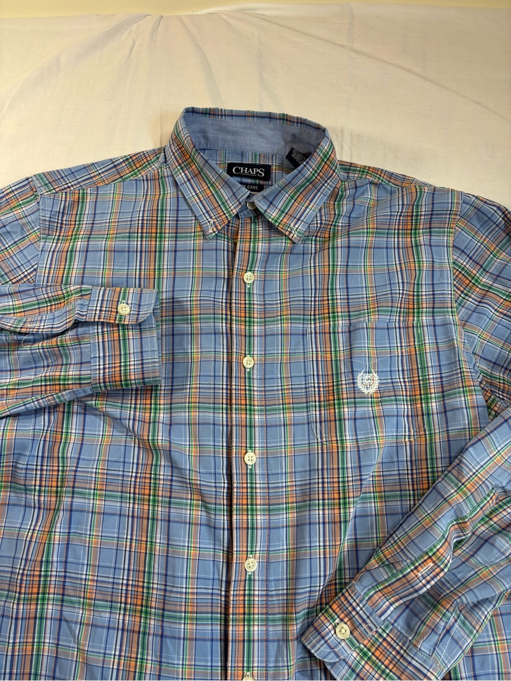 Chaps Men's Light Blue Multicolor Plaid Button-Down Shirt